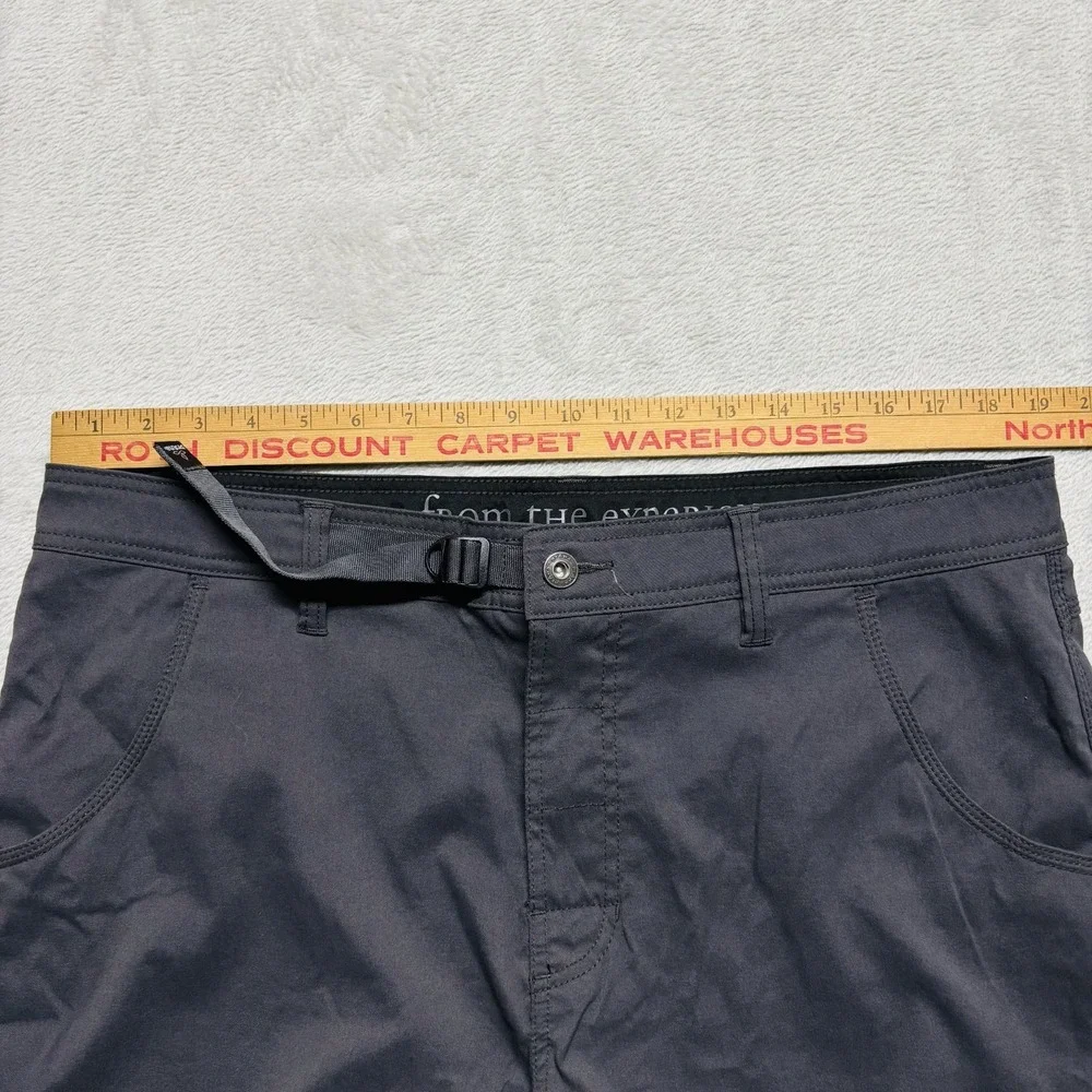 Prana Zion Pants Men's 38x30 Stretch Relaxed Fit Belted Cargo Grey‎ Straight Fit